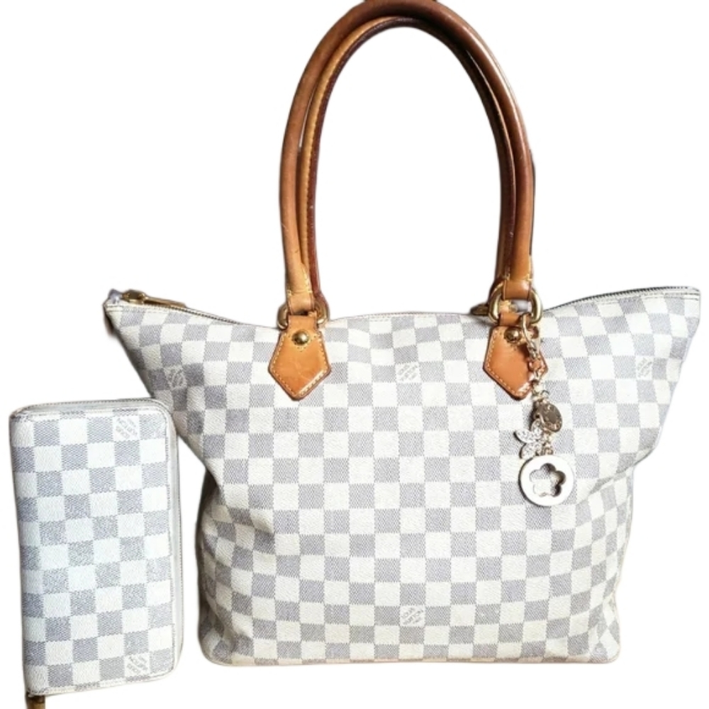 Louis Vuitton Damier Azur Saleya MM Bag & Matching Zippy Wallet